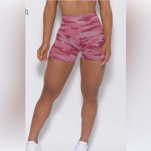 Bombshell Sportswear Fit Camo Shorts- Hibiscus Camo- Size M